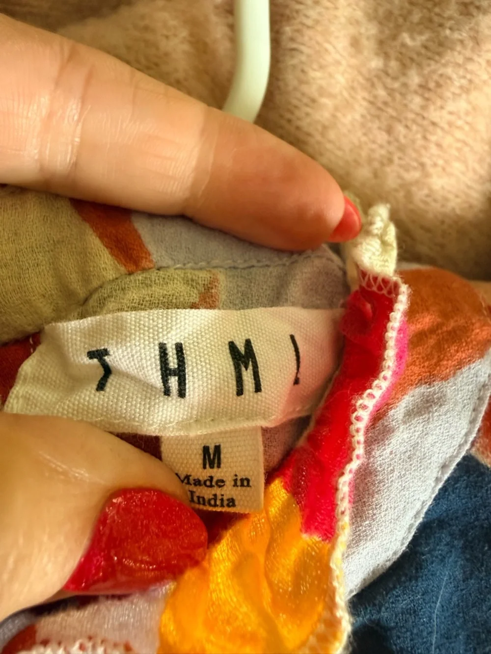 Multi-Color Abstract Print Ruffle Neck Top - Picture 3 of 3